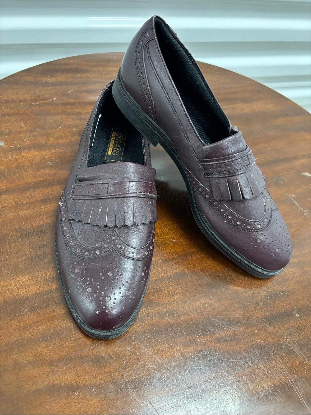 Men's Burgundy Kiltie Brogue Slip-On Loafers